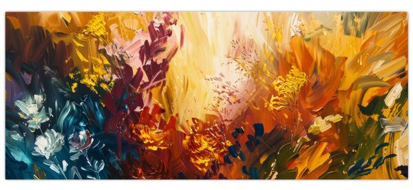 Kép - Absztrakt festmény a virágokról (120x50 cm)