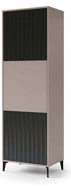 MAZZONI Gold Medal 2024 RIMINI SZ-63 Beige/Fekete Matt Magasszekrény - MODERN SZEKRÉNY/KESKENY POLCOS SZEKRÉNY BORDÁZOTT ELŐLAPOKKAL