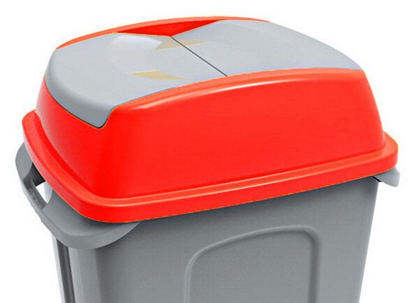Hippo hulladékgyűjtő szemetes fedél, műanyag, piros, 70L