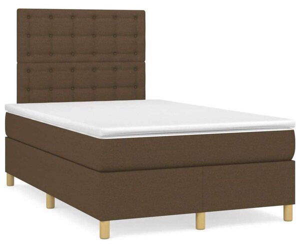 VidaXL sötétbarna szövet rugós ágy matraccal 120 x 200 cm