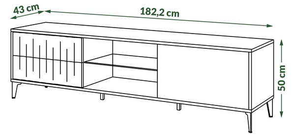 MAZZONI Gold Medal 2024 RIMINI RTV-182SK Beige/Fekete Matt TV állvány - MODERN FIÓKOS/POLCOS TV ÁLLVÁNY BORDÁZOTT ELŐLAPOKKAL