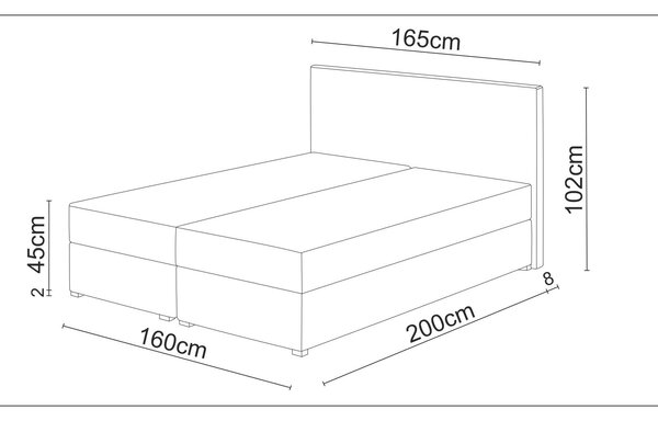 Franciaágy Boxspring 160 cm Fade 4 (szürke) (matraccal és tárolóhellyel)