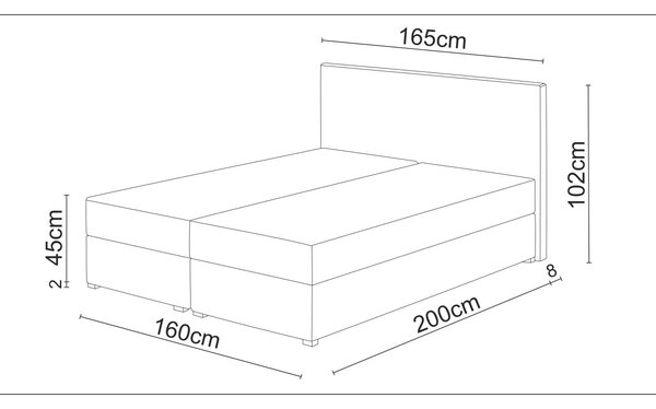 Franciaágy Boxspring 140 cm Fade 2 (szürke) (matraccal és tárolóhellyel)