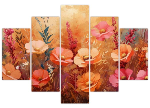 Kép - Virágos rét, festmény (150x105 cm)