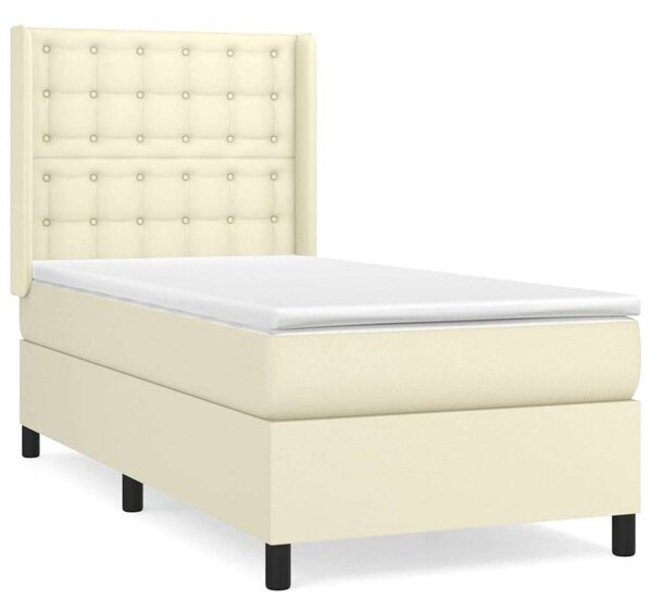 VidaXL krémszínű műbőr rugós ágy matraccal 90 x 200 cm