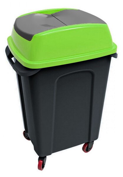Hippo Billenős Szelektív hulladékgyűjtő szemetes, műanyag, fekete/zöld, 70L