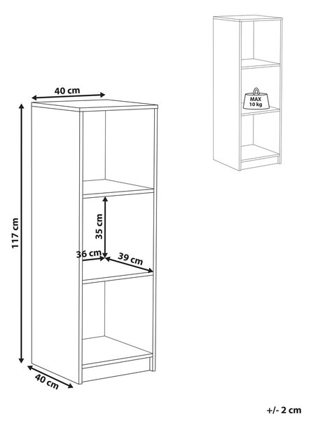 Háromszintes könyvespolc ZEHNA 117 cm Világosbarna