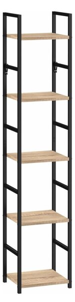 Intenso Home 5 szintes nyitott könyvespolc 29 x 144cm (Aranytölgy) | Univerzális tároló állvány fém lábakkal