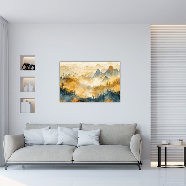 Kép - Hegyek, akvarell (90x60 cm)
