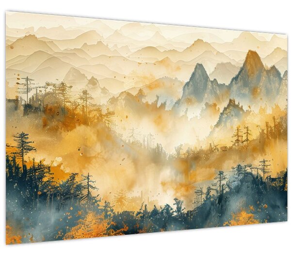Kép - Hegyek, akvarell (90x60 cm)