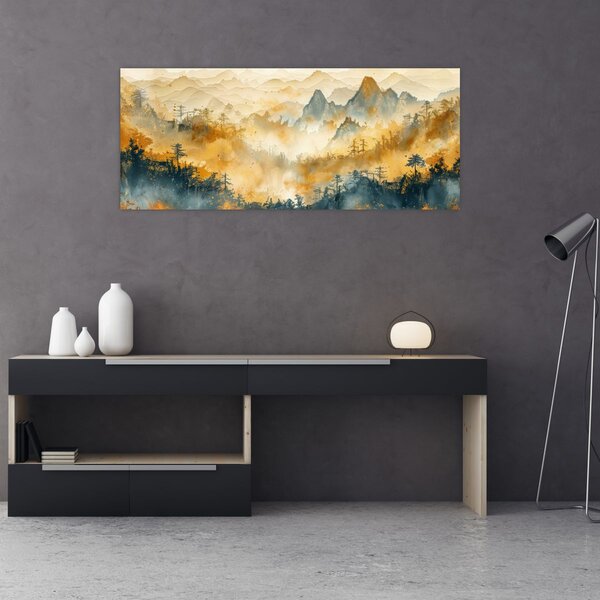 Kép - Hegyek, akvarell (120x50 cm)