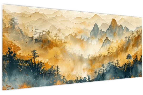 Kép - Hegyek, akvarell (120x50 cm)