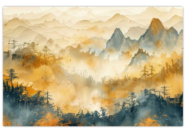 Kép - Hegyek, akvarell (90x60 cm)