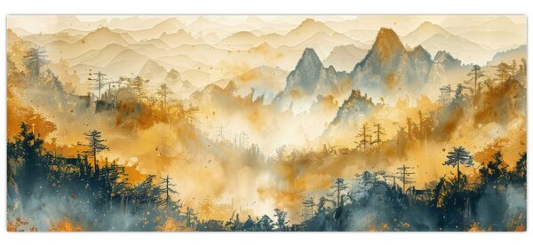 Kép - Hegyek, akvarell (120x50 cm)