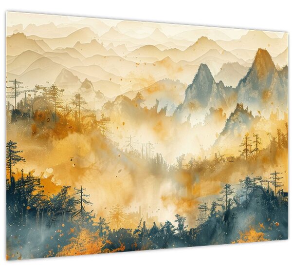 Kép - Hegyek, akvarell (70x50 cm)