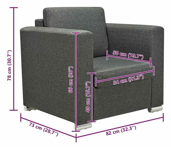 VidaXL Sötétszürke Szövet Fotel - 82x73x78 cm