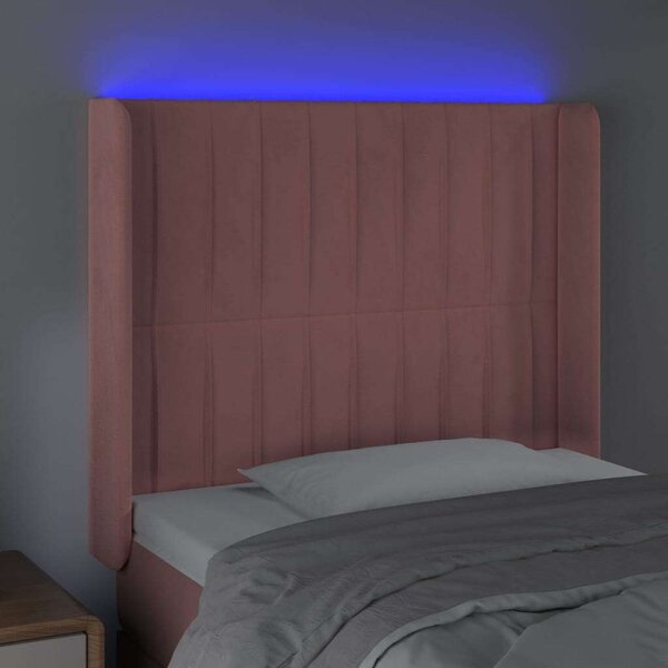 Bársony LED Fejtámla - Rózsaszín - 93x16x118/128cm