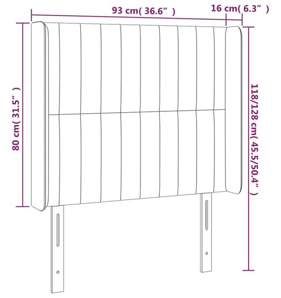 Bársony LED Fejtámla - Rózsaszín - 93x16x118/128cm