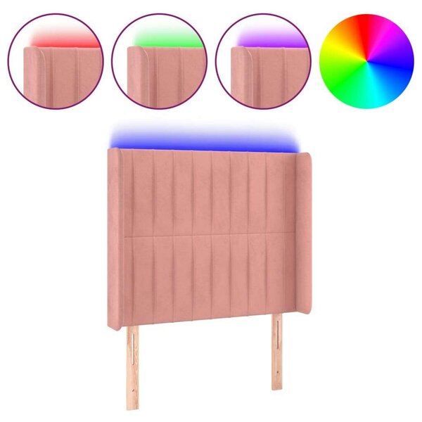 Bársony LED Fejtámla - Rózsaszín - 93x16x118/128cm