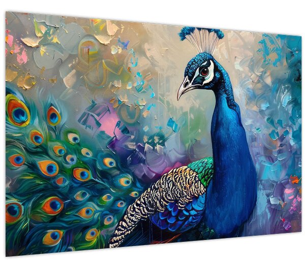 Kép - Festmény egy páva (90x60 cm)