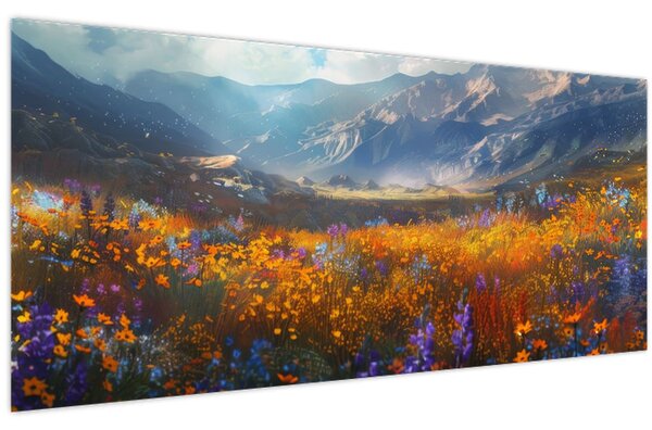 Kép - Festett hegyi táj II. (120x50 cm)