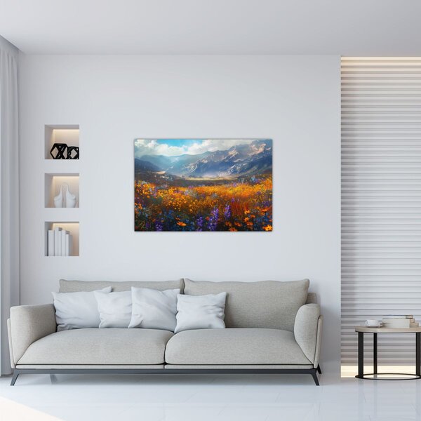 Kép - Festett hegyi táj II. (90x60 cm)