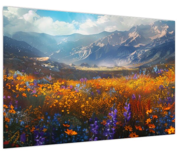 Kép - Festett hegyi táj II. (90x60 cm)