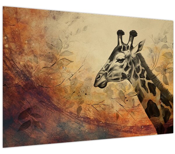 Kép - Zsiráf, festmény (90x60 cm)