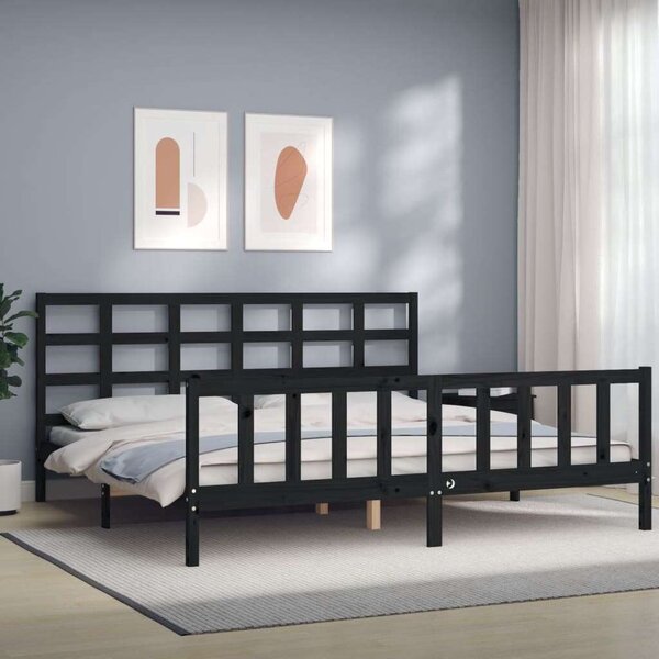 VidaXL Fekete Tömörfa Ágykeret - 200x200 cm