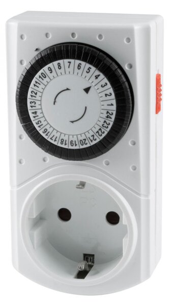GAO 0760S mechanikus beltéri időzítő óra, manuális bekapcsolási lehetőség, 30 perces intervallumok, naponta ismétlődő kapcsolások, 250 V, 3680 W