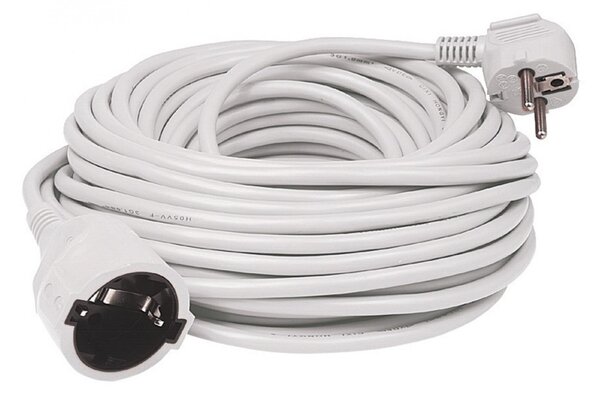 HOME NV 2-3/WH/1,5 hosszabító, 3 m, H05VV-F 3G1,5 mm2 kábel, IP 20 kivitel, 250V~/16A/3680W, pipa alakú dugó és egyenes lengő aljzat, fehér színű