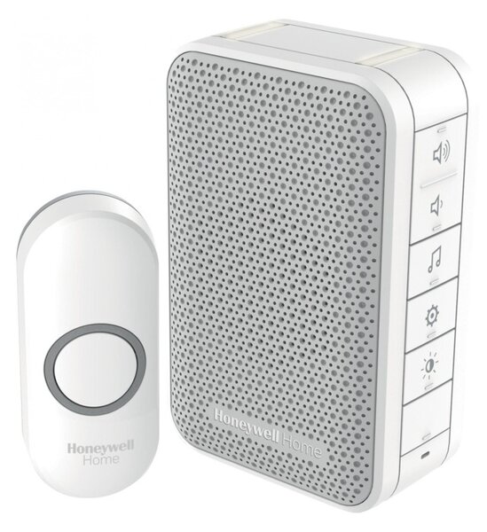 Honeywell Home DC313NP2 vezeték nélküli csengő, 150m hatótáv, 6 dallam, LED jelzőfény, nyomógomb IP55 védett, 230V-os tápellátás