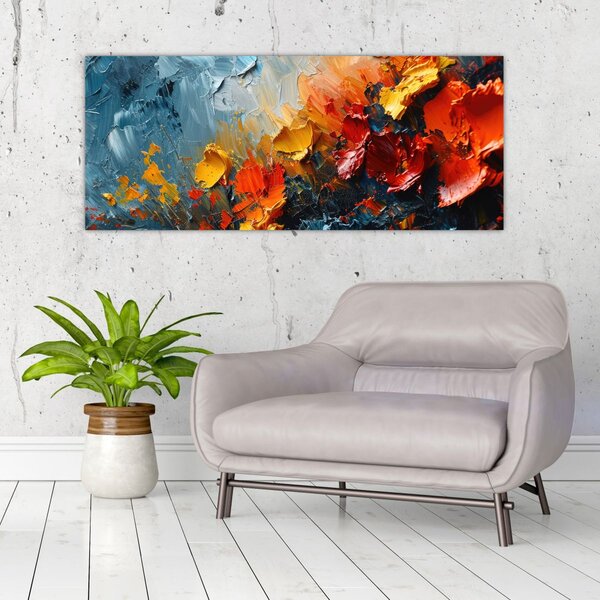 Kép - Virágok absztrakt festménye III. (120x50 cm)
