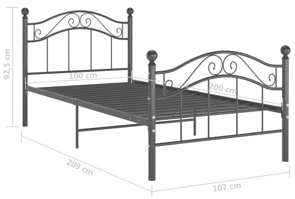 VidaXL fekete fém ágykeret 100 x 200 cm