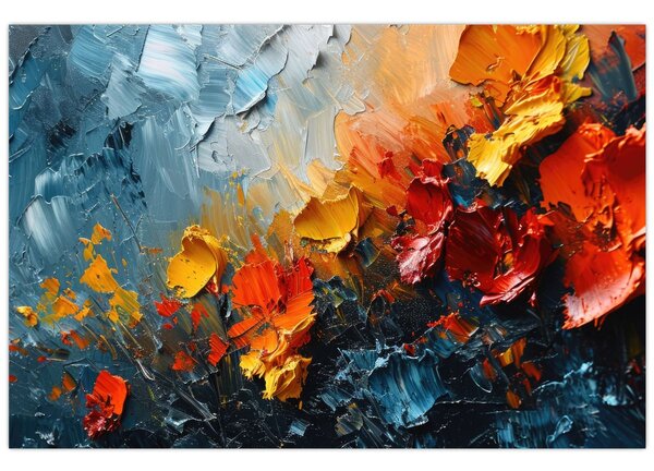 Kép - Virágok absztrakt festménye III. (90x60 cm)