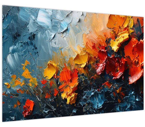 Kép - Virágok absztrakt festménye III. (90x60 cm)