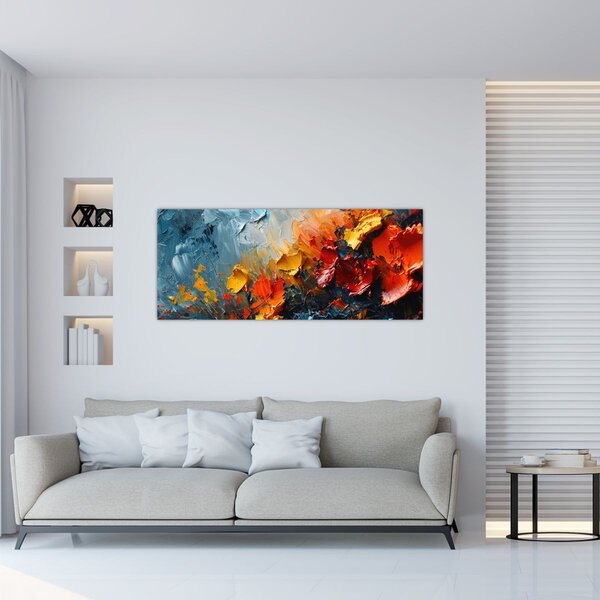 Kép - Virágok absztrakt festménye III. (120x50 cm)