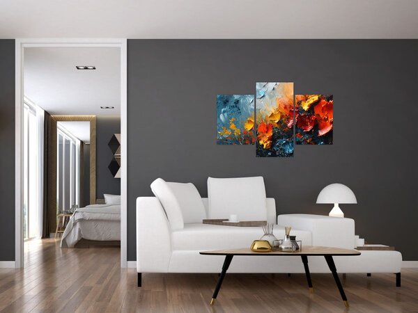 Kép - Virágok absztrakt festménye III. (90x60 cm)