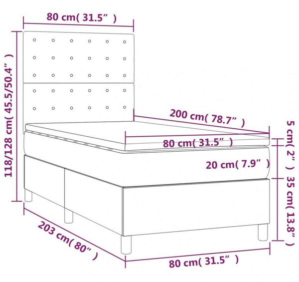 VidaXL Kék Szövet Ágy Matraccal - 80x200 cm
