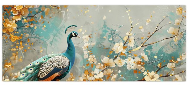 Kép - Páva arany díszítéssel (120x50 cm)