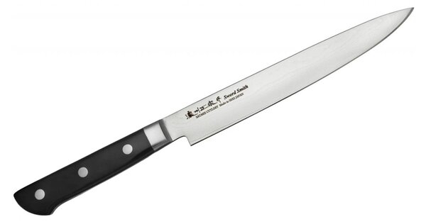 Satake 805-551 Daichi japán damaszk szeletelő kés, 20 cm penge hossz, damaszk acél, pakka fa markolat