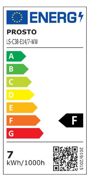PROSTO LS-C38-E14-7-WW LED fényforrás, gyertya, 7W, E14, 3200K