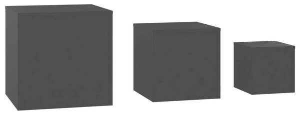 3 db Fekete Kocka Asztalgarnitúra - 45x45x45, 35x35x35, 24x24x24 cm