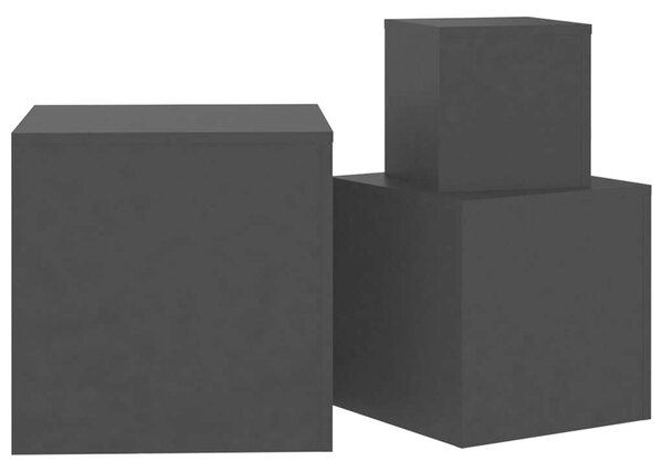 3 db Fekete Kocka Asztalgarnitúra - 45x45x45, 35x35x35, 24x24x24 cm