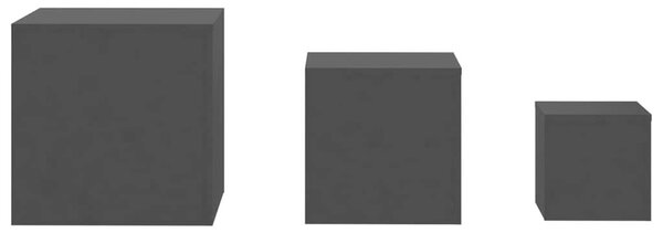 3 db Fekete Kocka Asztalgarnitúra - 45x45x45, 35x35x35, 24x24x24 cm