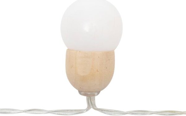 HOME MLC20B LED-es gömb fényfüzér, 20 melegfehér LED, elemes, ~3m hossz, átlátszó vezeték, fa + műanyag