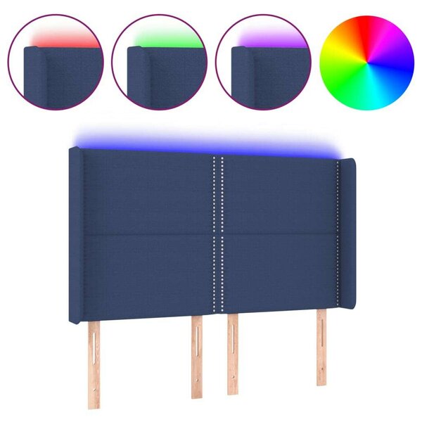 VidaXL Kék Szövet Ágyfejtámla LED-es - 147x16x118/128cm