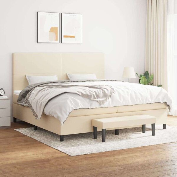 VidaXL krémszínű szövet rugós ágy matraccal 200 x 200 cm