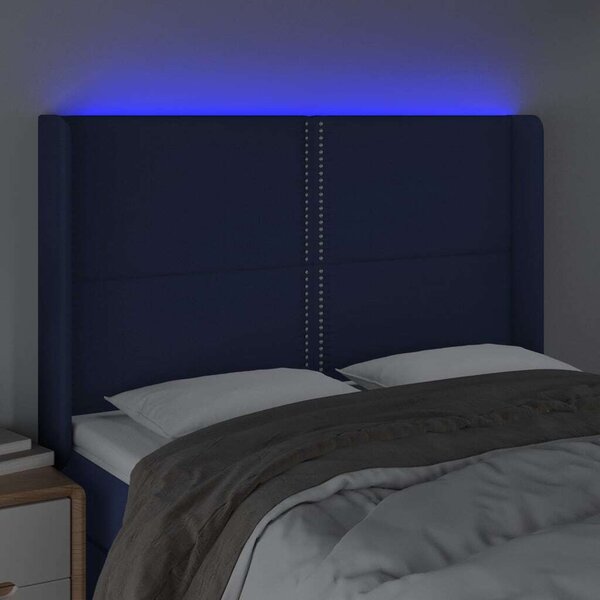 VidaXL Kék Szövet Ágyfejtámla LED-es - 147x16x118/128cm