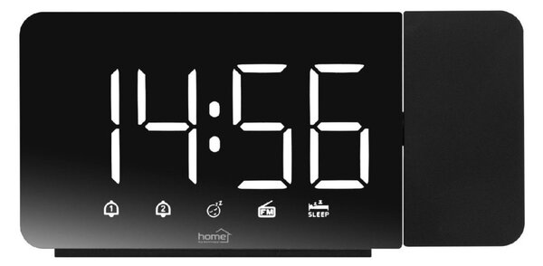 HOME LTCRP03 rádiós LED ébresztőóra projektorral, változtatható fényerő, körbe forgatható vetítési pozíció, két ébresztési idő, FM rádió, bip-bip vagy rádiós ébresztés